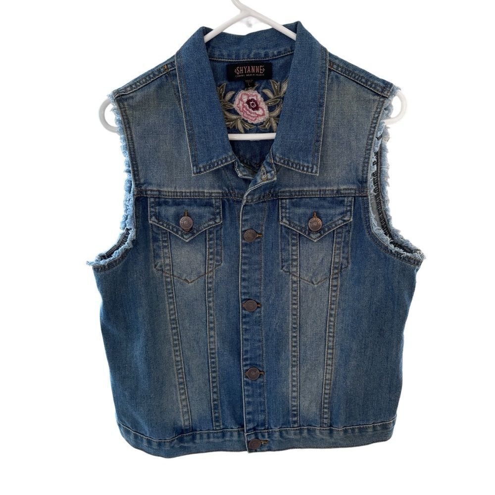 SHYANNE Embroidered Denim Western Rodeo Vest Sz L